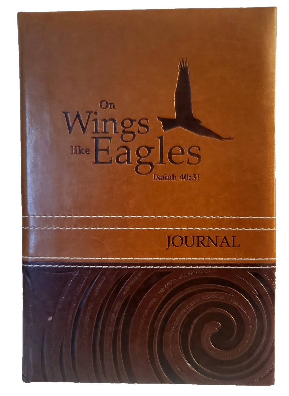 Journal 2 Tone Brown Faux Leather On Wings like Eagles lined pages 8.5 x 6 inch